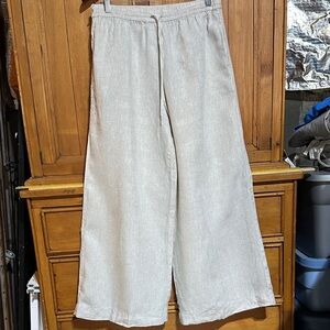 Women's Wide Leg Linen Pants - Cream